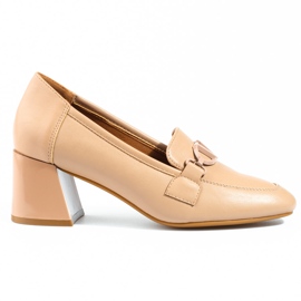 Vinceza beige pumps til kvinder med høje hæle