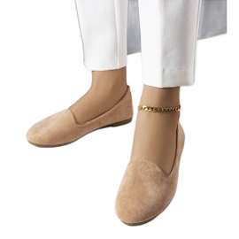 Marion beige ballerinaer i øko-ruskind
