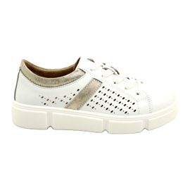 Gennembrudte lædersneakers Filippo DP4531/23 WH GO hvid