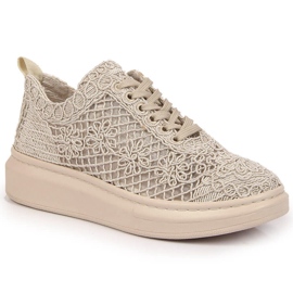 Snøresko til kvinder på den beige platform Artiker 50C1117
