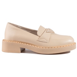 W. Potocki Beige dame loafers på platformen