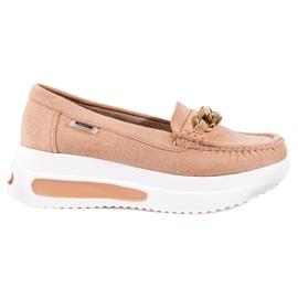 Shelovet wedge loafers til kvinder med kæde beige