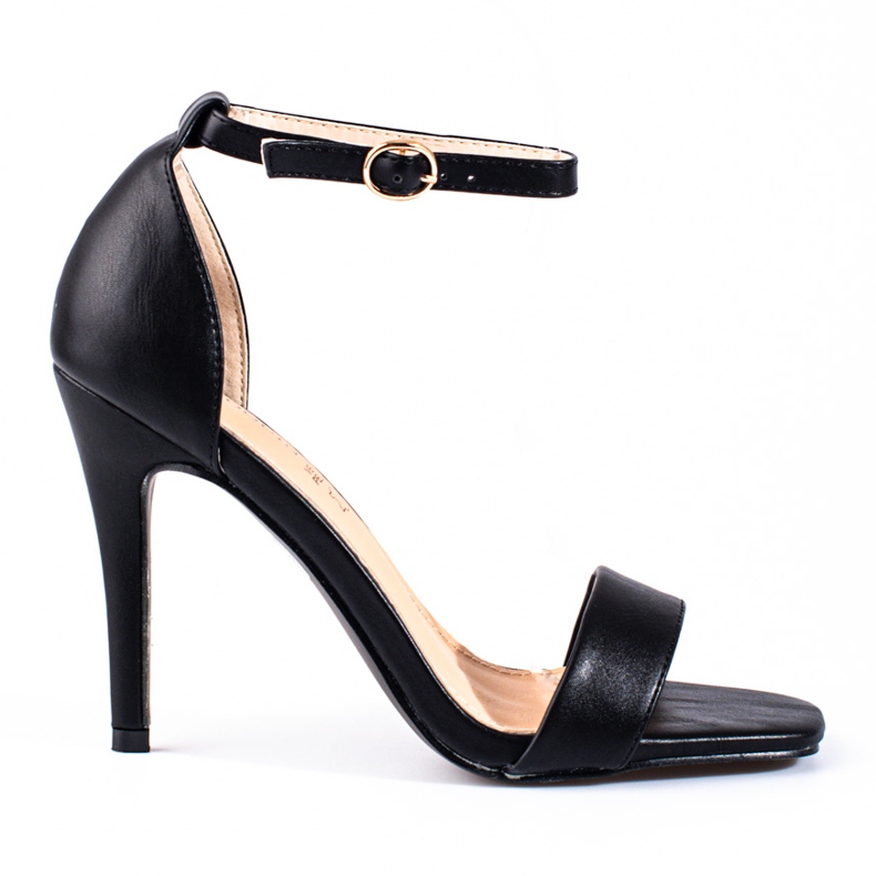 Shelovet sorte højhælede sandaler til kvinder