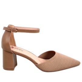 Seastar Rossi Khaki højhælede pumps med bælte beige