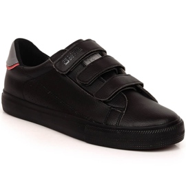 Big Star LL174633 sorte øko læder herresneakers med velcro