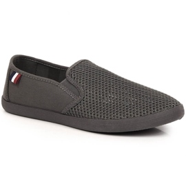 Gennembrudte slip-on sneakers til mænd, grå News 3636