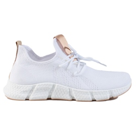 Shelovet hvide sneakers med en beige indsats
