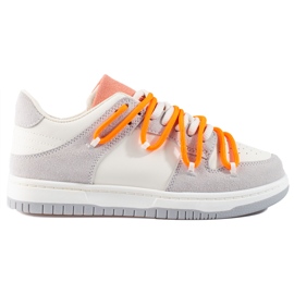 Shelovet sneakers med orange snørebånd hvid