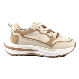 Shelovet beige sneakers med snørebånd til kvinder