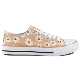 Shelovet beige blomstrede sneakers til kvinder