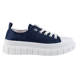 Shelovet marineblå sneakers til kvinder på platformen marine blå