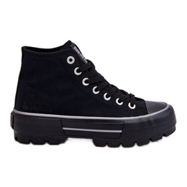 High Textile Platform Sneakers Big Star LL274155 Sort