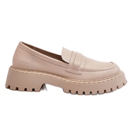 Dame loafers lædersko Big Star LL274457 Beige