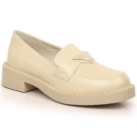 Potocki SZ12002 loafers med høje hæle og platform beige