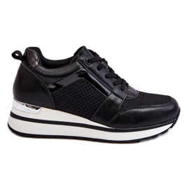 PG1 Sorte Braylen Low Wedge læder sportssko