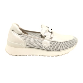 Caprice Women's Leather Loafers med dekoration 9-24502-20 132 Pearl Comb hvid