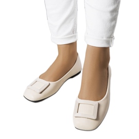 Beige ballerinaer med Sheller-spænde