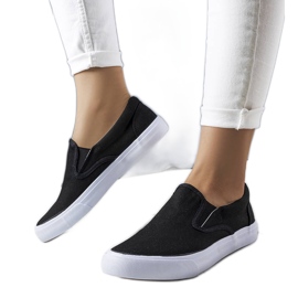 BM Sorte tekstil slip-on sneakers fra Candace
