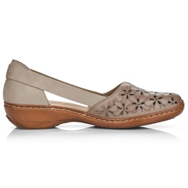 Damesko i beige gennembrudt læder Rieker 41356