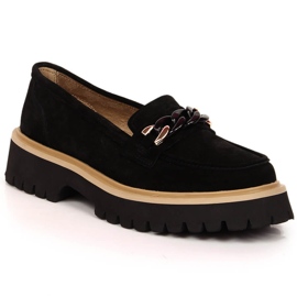 Dame loafers i ruskind med kæde Filippo DP4589/23 sort