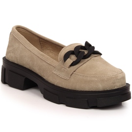 Læder ruskindssko med kæde beige Filippo DP3221/23