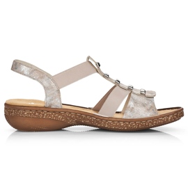 Komfortable slip-on sandaler til kvinder Rieker 62850-90 beige