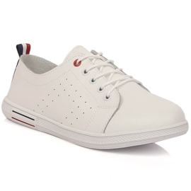 Dame læder gennembrudt hvid Filippo DP3508/23 sko