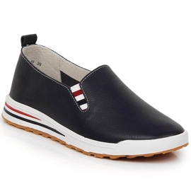 Slip-on sneakers i læder til kvinder marineblå Filippo DP3510/23