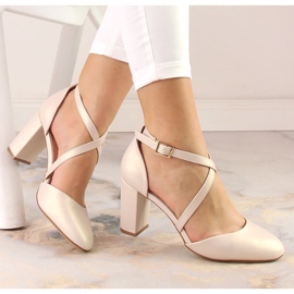 Dame pumps sandaler på høje hæle beige perle Sergio Leone SK863