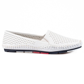 Kvinders gennembrudte slip-on loafers hvide Shelovet