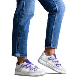 Aucoin grå sneakers med lilla snørebånd hvid