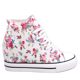 BM Paradis White blomstrede sneakers med høj top hvid