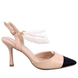 BM Pumps med åben hæl med Harmony Beige perler