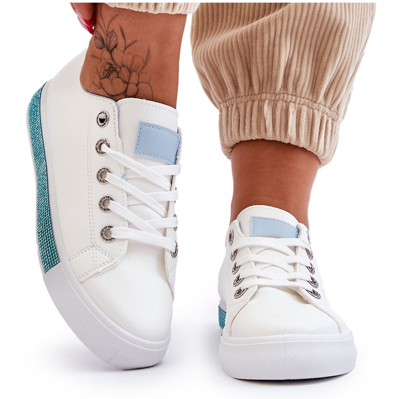 Lave damesneakers med hvide og blå Demira-stråler