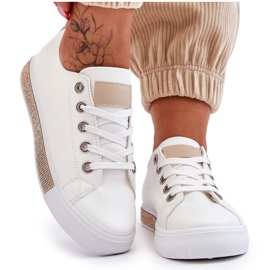 PS1 Lave sneakers til kvinder med stråler Hvid-beige Demira