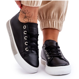 Lave sneakers til kvinder med stråler, sort og hvid Demira