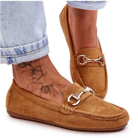 Klassiske ruskindsloafers med kameludsmykning Arla brun