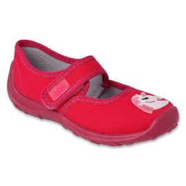Befado børnetøfler med velcro 661X009 pink med applikation lyserød