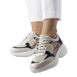 Beige sneakers med glitterindlæg fra Béri