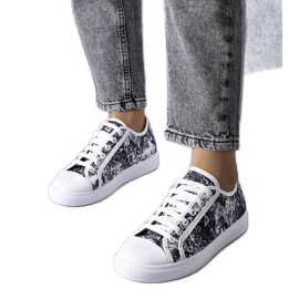 Sorte og hvide tekstilsneakers fra Aucoin