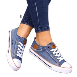 American Club 28/22 denim sneakers med snøre brun blå