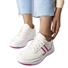 Creme sneakers med lyserøde indlæg fra Olympia beige