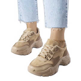 Beige sneakers i blandet stof fra Jenna