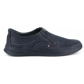 Olivier Herre afslappet læder slip-on sko 284GT marineblå