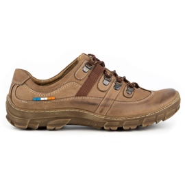 Olivier Herre trekkingsko 213GT brun i læder beige