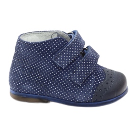 Pigeres læderstøvler Navy Blue Velcro Dots Hugotti hvid