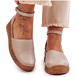 Lemar Dame Læder Espadrilles Sandaler Beige Moise