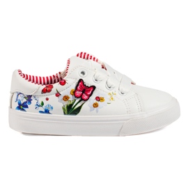 W. Potocki Hvide sneakers til en pige med en Potocki sommerfugl