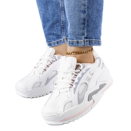 PA1 Hvide og lyserøde wedge sneakers fra Germain sølv