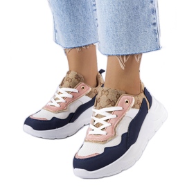 Marineblå sneakers med guldindlæg fra Lebrun hvid